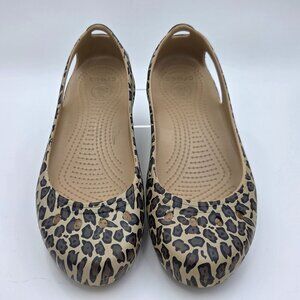 Crocs Women’s Size 8 Leopard Print Flats Slip On Comfort Shoes Casual Lightweigh